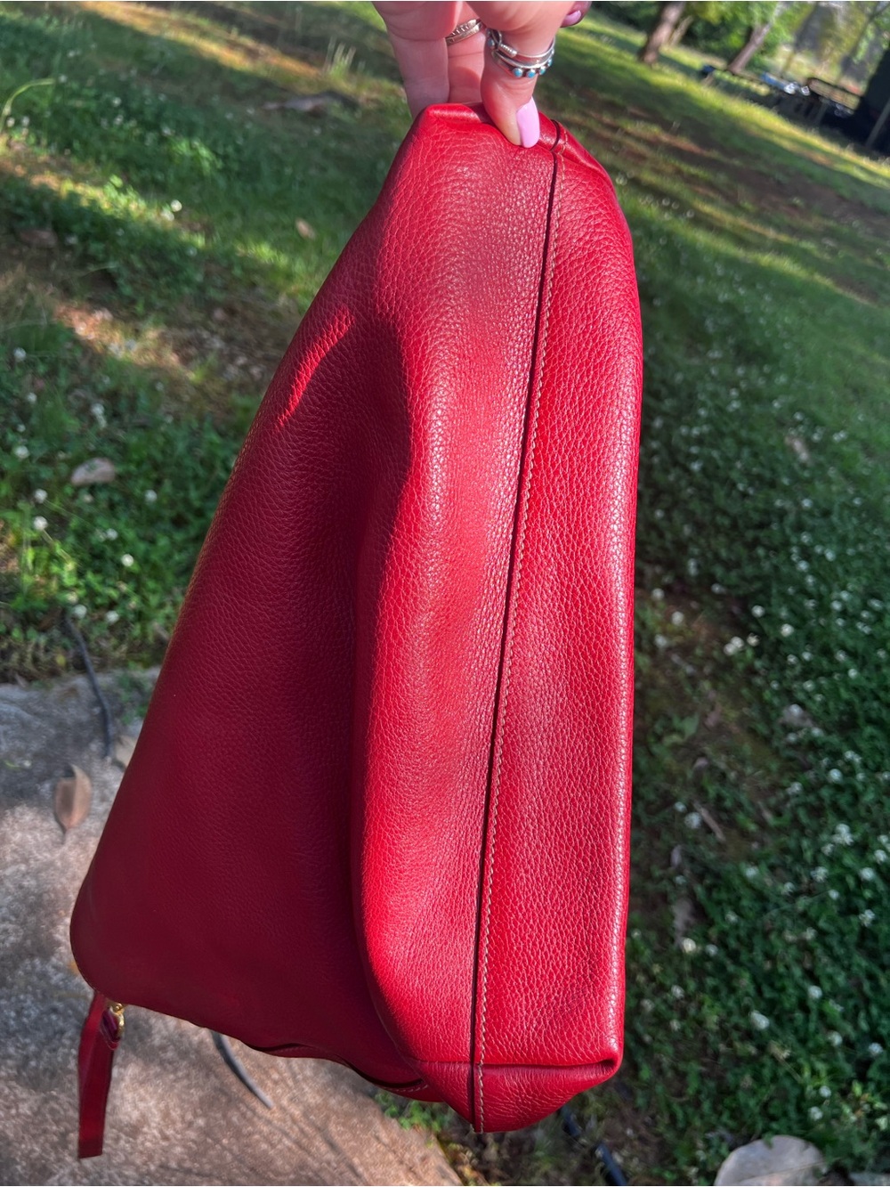 PRADA DARK RED VITELLO DAINO LEATHER LARGE CROSSBODY/TOTE BAG - Picture 8 of 17